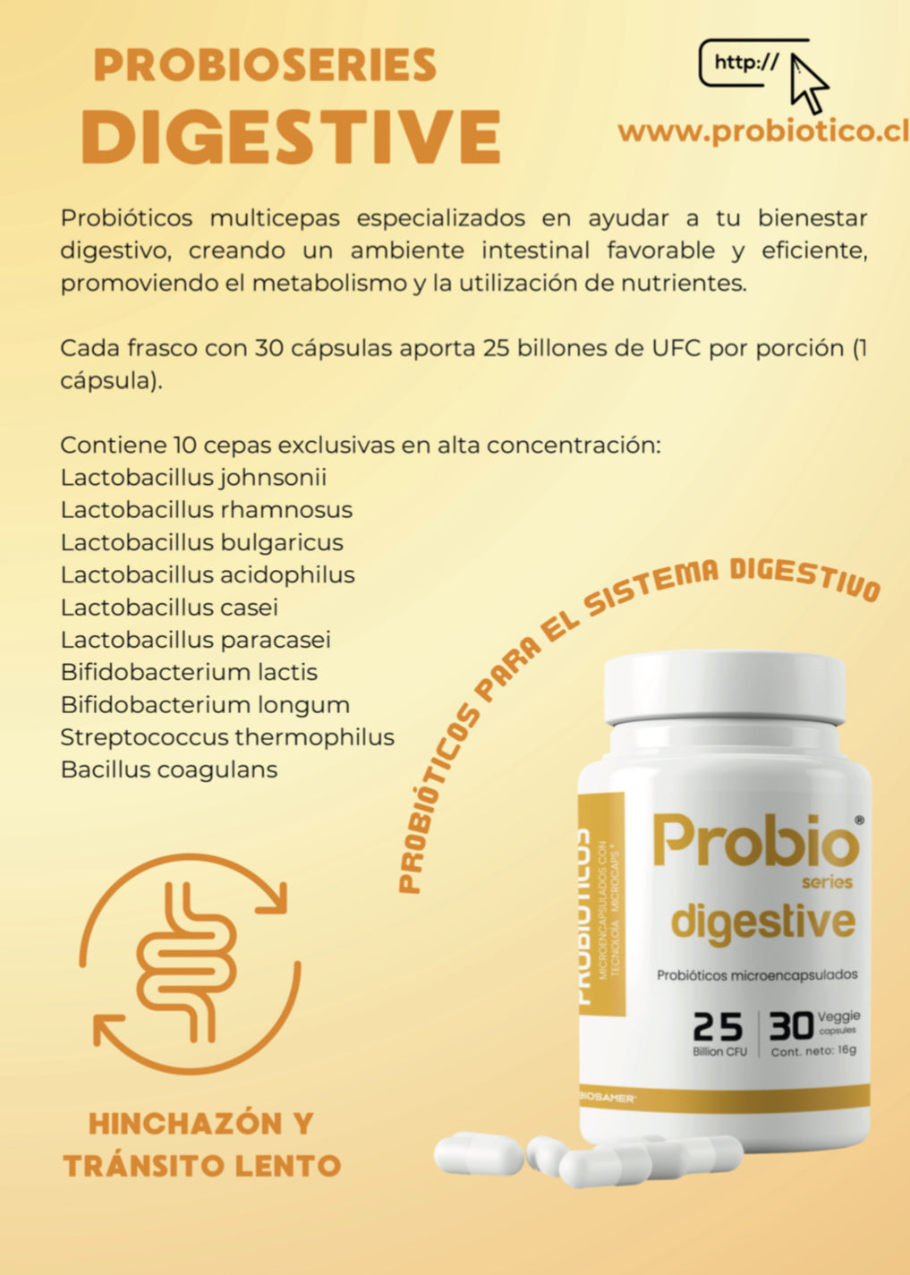 Probióticos 25 billones  10 cepas. Para mejorar digestión 30 caps.