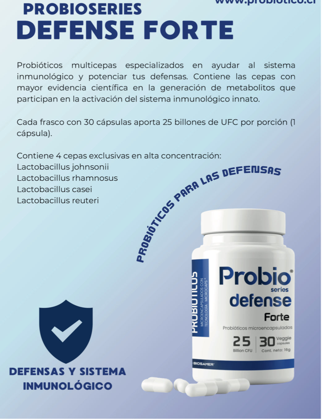 Probióticos 25 billones 4 cepas . Para mejorar defensas inmunológicas. 30 caps