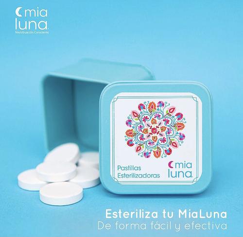 PASTILLAS ESTELIRILIZADORAS MIA LUNA CAJA METALICA CON 6 UNIDADES